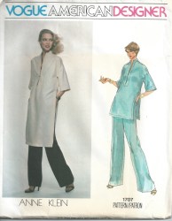 1707 VOGUE ANNE KLEIN SLIT LONG TOP,  TUNIC,  PANTS PATTERN 10 UNCUT